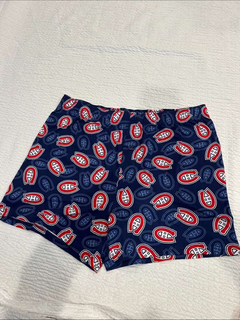 NHL Montreal Canadiens Navy, Red & White Logo Waistband Shorts